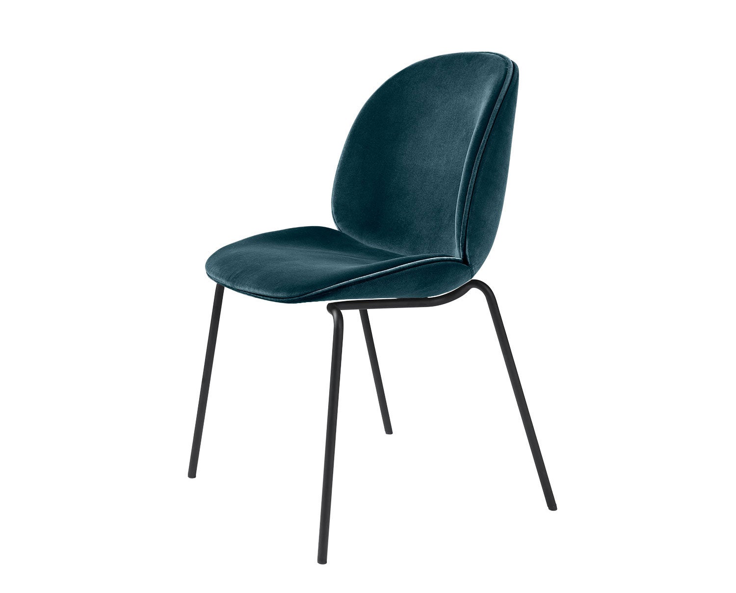 Beetle stol, 4-metallben - tyg Velvet Dandy Steel Blue