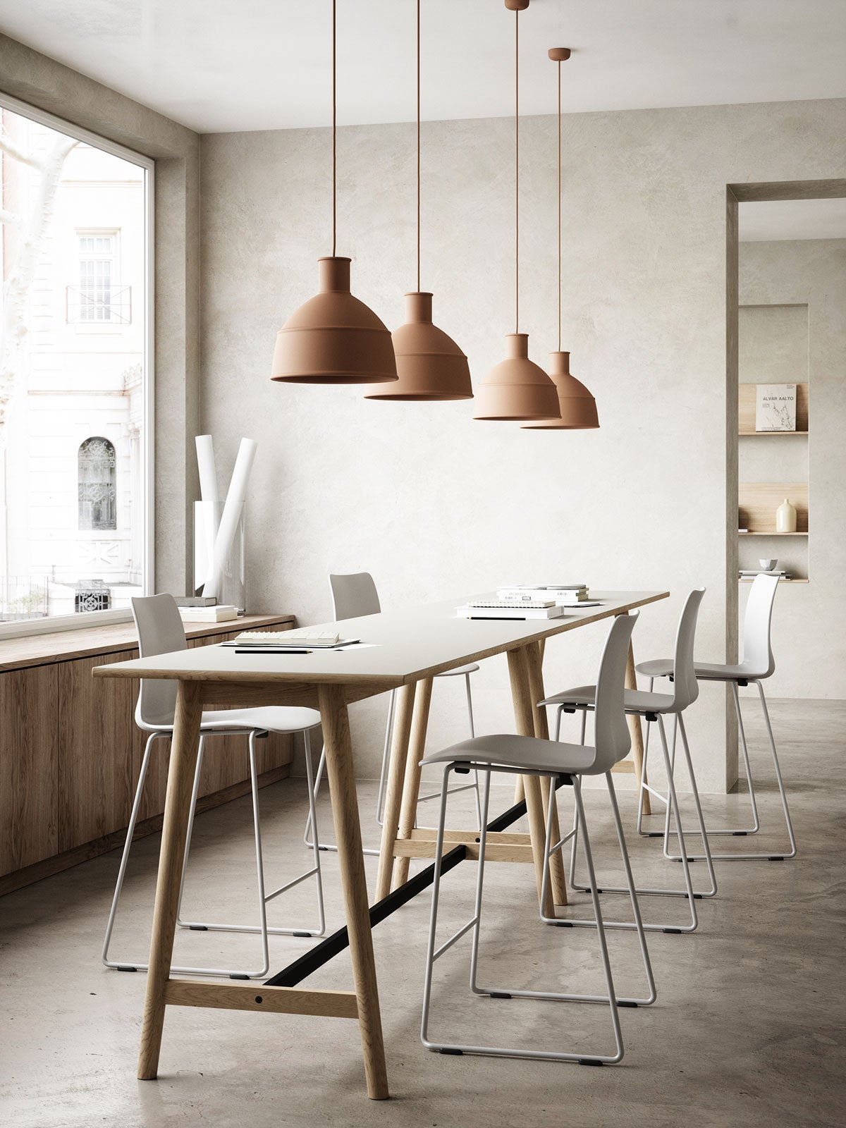 Link-high-table-200x70xH105-cm-Mushroom-linoleum-oak-whitepigm-Andersen-Furniture