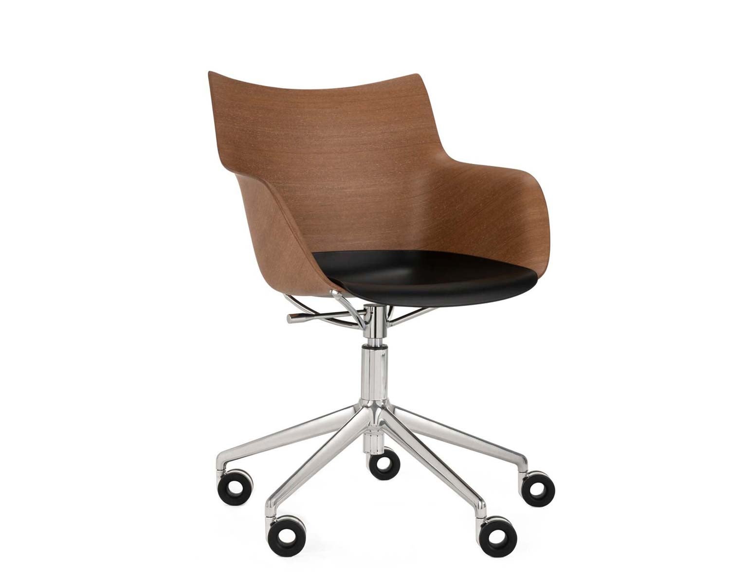 Q/WOOD Stol Kromhjul och dyna Dark Wood / Black