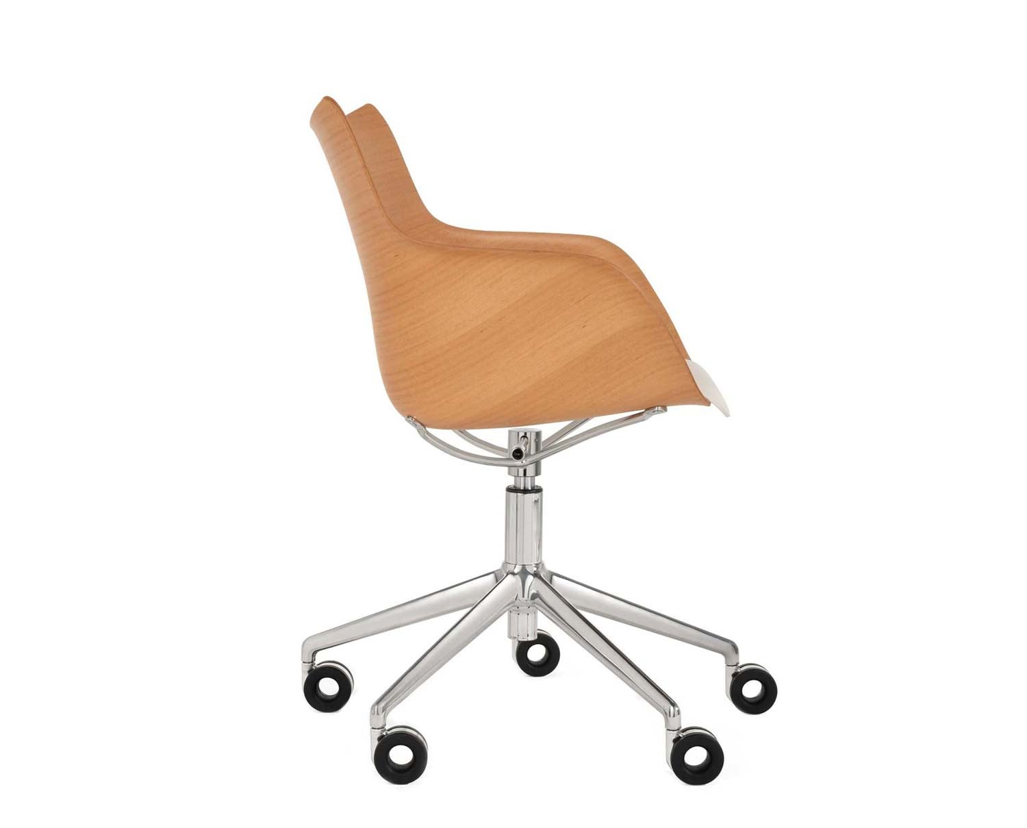 Q/WOOD stol Kromhjul och dyna Light Wood / White