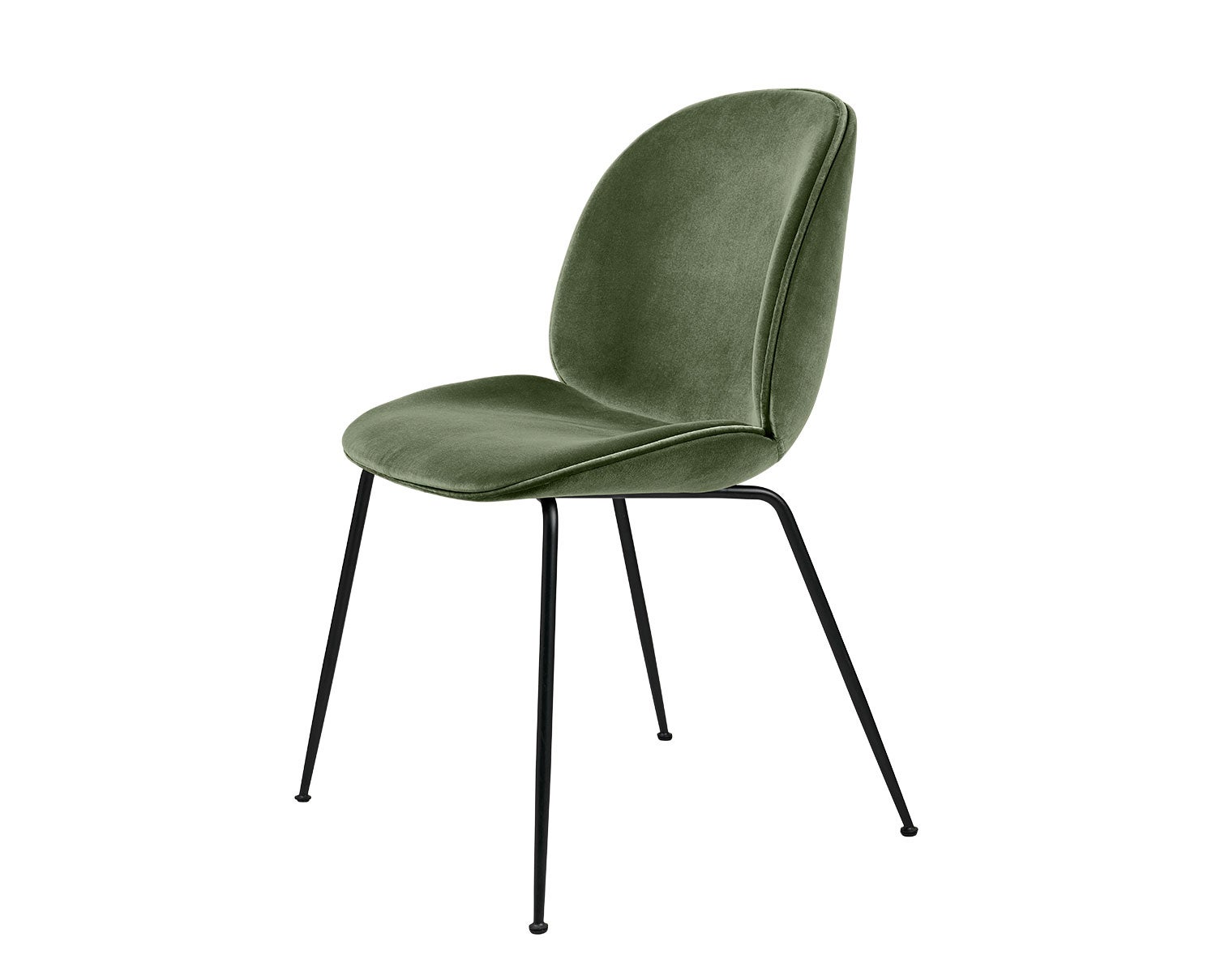 Beetle stol, Conic metallben i svart, tyg Velvet Dandy Smoke Green
