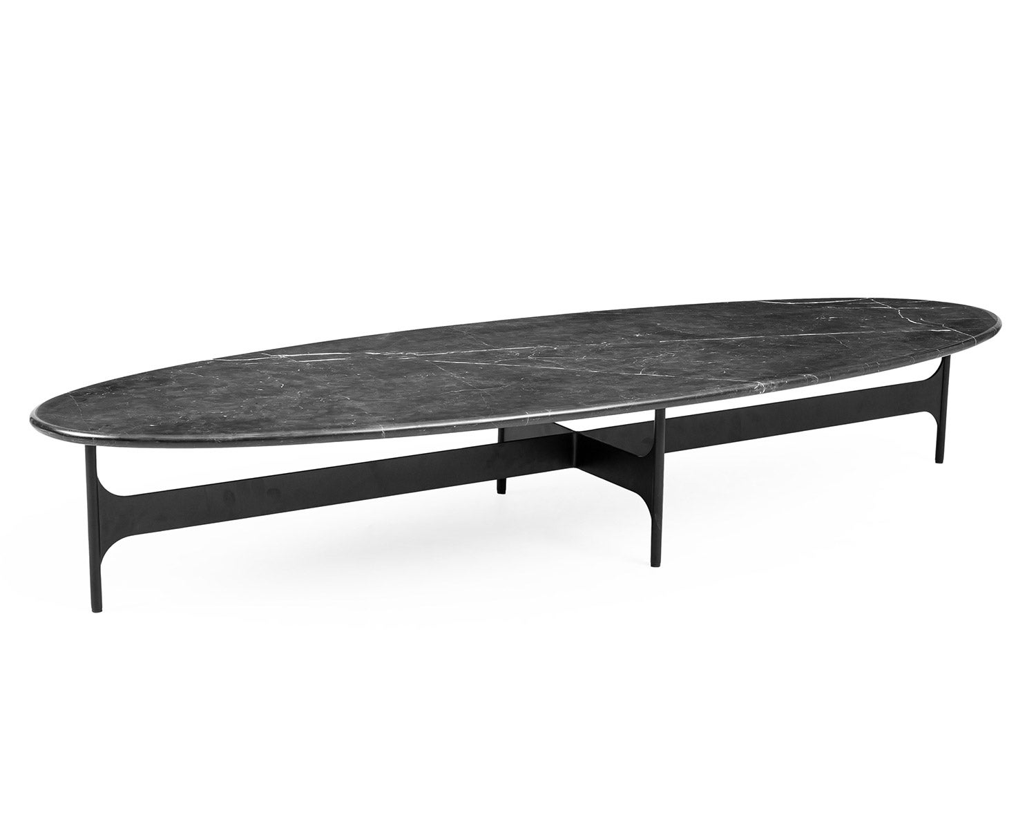 Floema Soffbord 150x50 Ovalt Svart Marmor