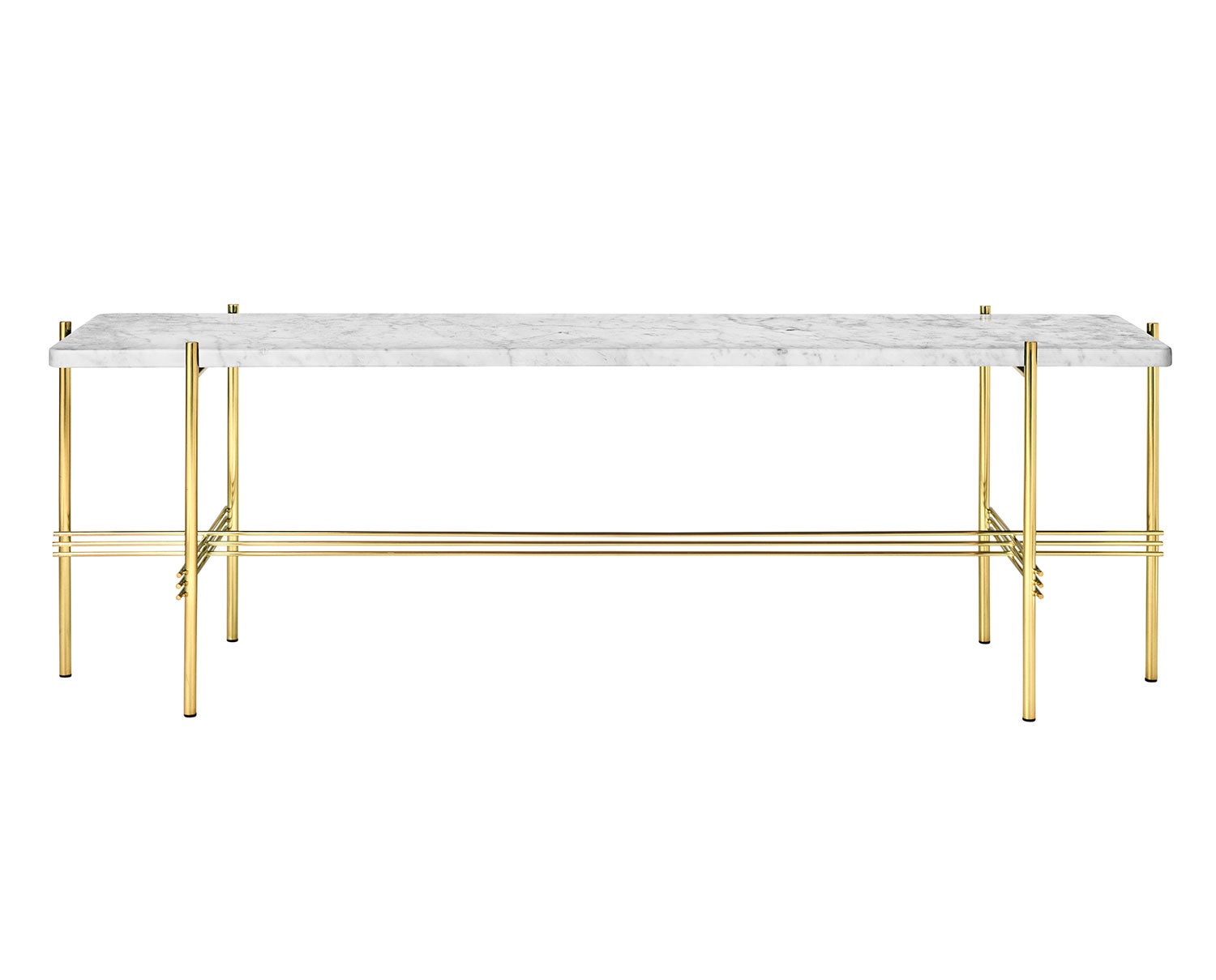 TS Console low i mässing/ vit marmor