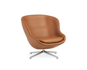 Hyg Låg Loungefåtölj med snurrfot, klädd i lädret Ultra 41574