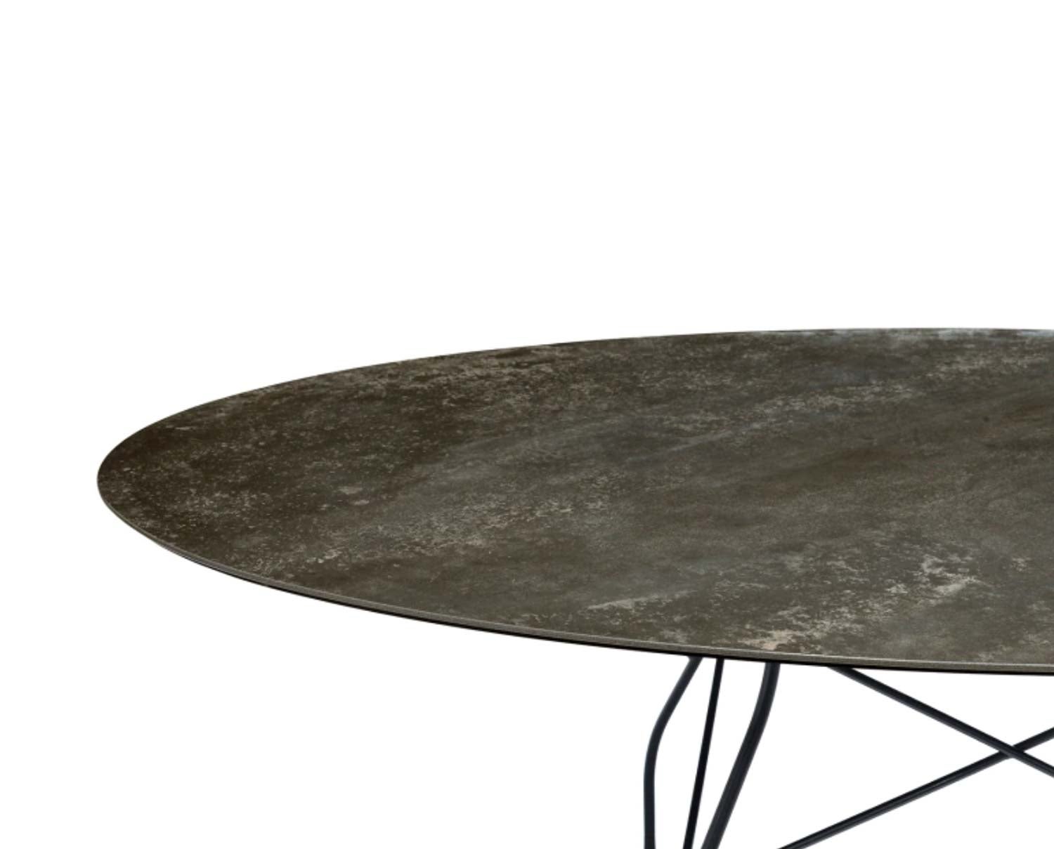 Glossy matbord Aged bronze skiva, Svarta ben