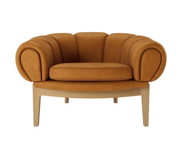 Croissant Loungefåtölj Ek Läder Chamois Cuoio 1708