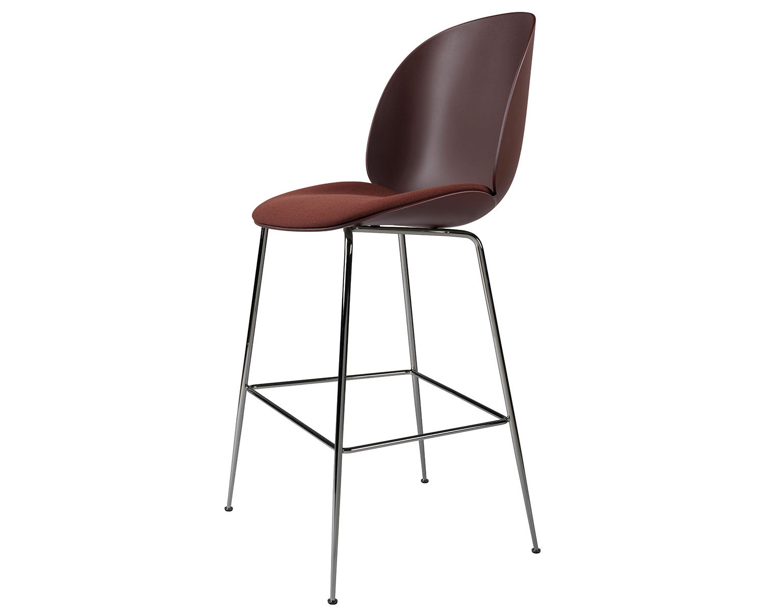 Beetle_BarChair_Conic_SeatUpholstered_BlackChrome_DarkPink_Kvadrat_Steelcut-655_Front
